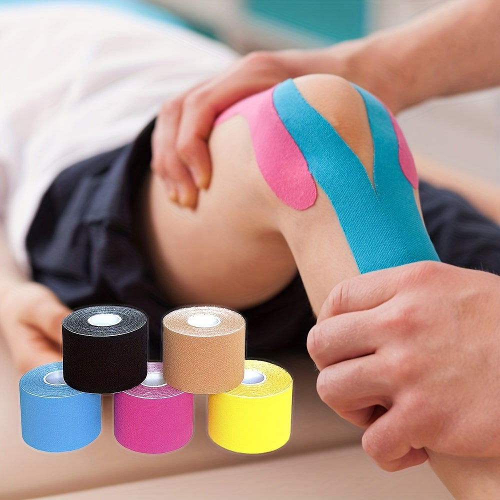 Enhanced Muscle Support & Recovery Kinesiology Tape - 5cm x 5m, Water-Resistant, Elastic, Universal Fit Sport Tape