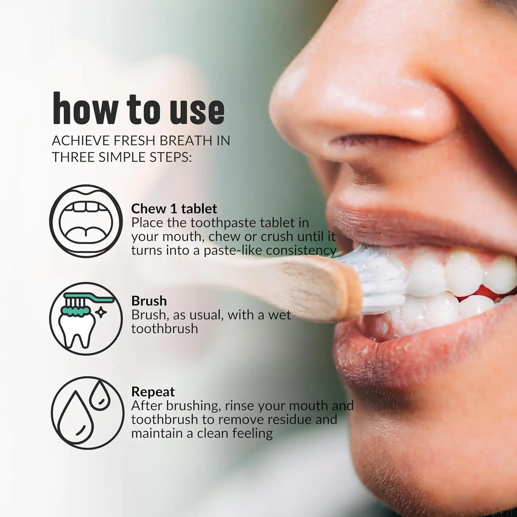 50 Tablets All-in-one travel mint toothpaste chewable tablets, travel toothpaste, deep cleansing, long-lasting fresh breath