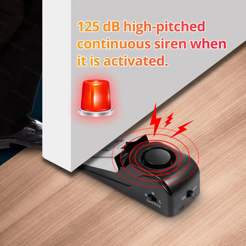 2 Pack Wireless Door Stop Alarm System 125dB Loud Home Security Anti-Theft Door Block System Portable Doorstop Preasure Alarm