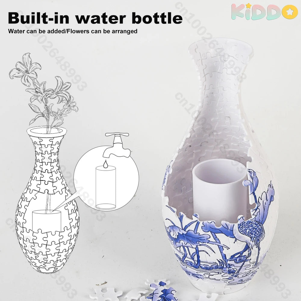 3D Puzzle Flower Vase Building Blocks Unique Vase 160stk Curved Puzzle Pieces House Warming Gift for Flower Arrangements Home