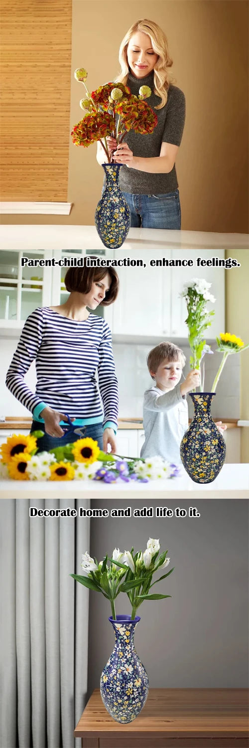 3D Puzzle Flower Vase Building Blocks Unique Vase 160stk Curved Puzzle Pieces House Warming Gift for Flower Arrangements Home
