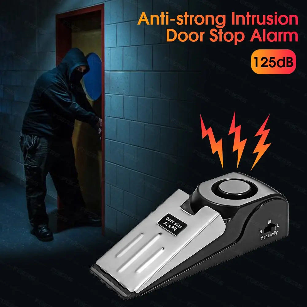 2 Pack Wireless Door Stop Alarm System 125dB Loud Home Security Anti-Theft Door Block System Portable Doorstop Preasure Alarm