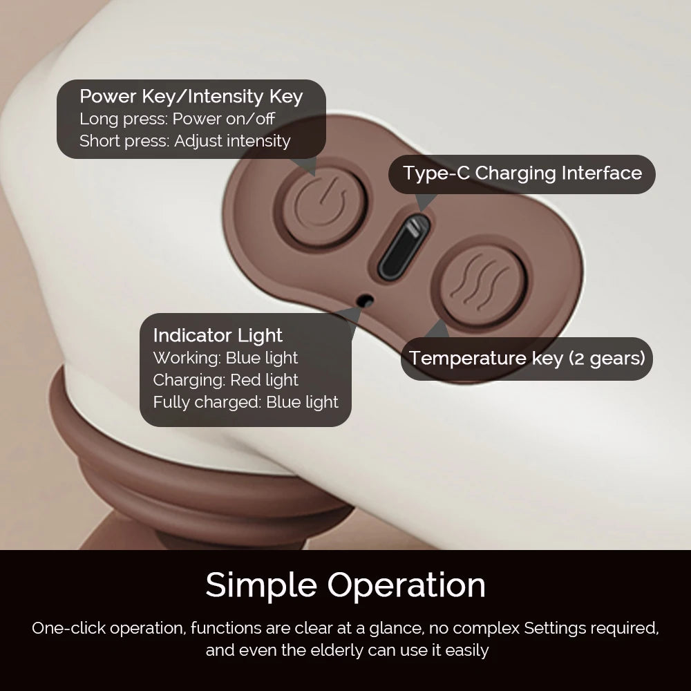 Electric Neck and Shoulder Massager Deep Tissue Shiatsu Back Cervical Massage Machine Bionic Heated Fatigue Relief Relax Muscle