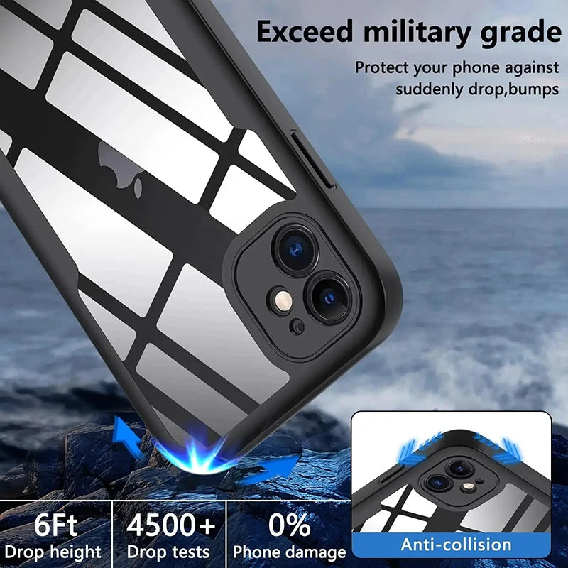 360 Degree Case For iPhone 15 14 13 12 11 Pro Max 14 Plus XS MAX XR Transparent Cover Full Body Rugged Built-in Screen Protector