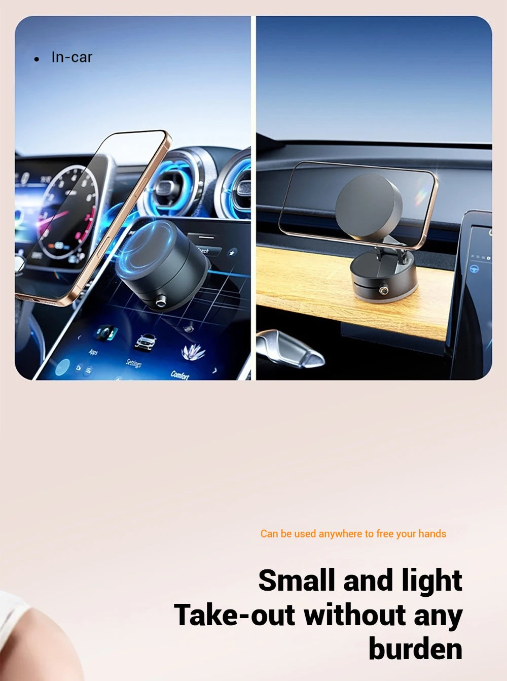 Car Magnetic Phone Holder Magnetic Suction Phone Mount Portable Phone Holder Magnetic Car Phone Mount for iPhone Androd