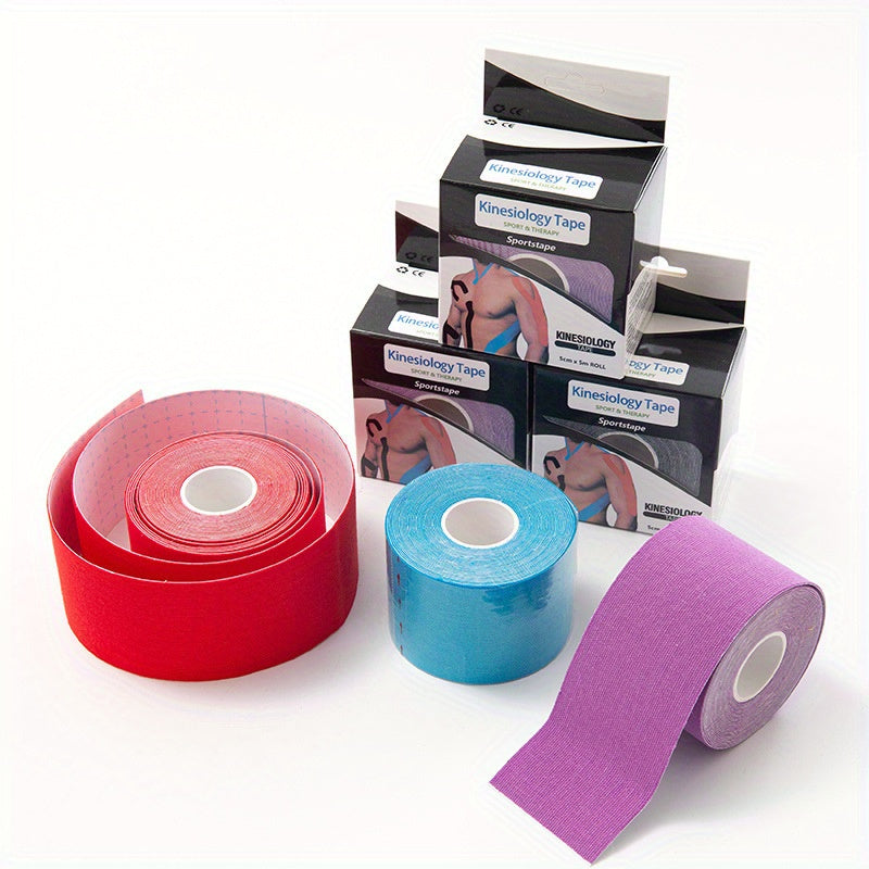 Enhanced Muscle Support & Recovery Kinesiology Tape - 5cm x 5m, Water-Resistant, Elastic, Universal Fit Sport Tape